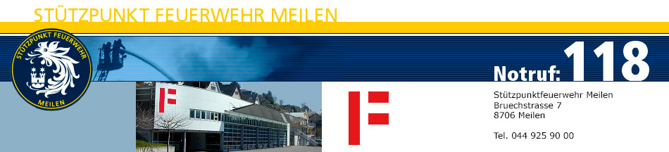 St�tzpunktfeuerwehr Meilen, Notruf Telefon 118, Bruechstrasse 7, 8706 Meilen, Telefon 044 925 90 00